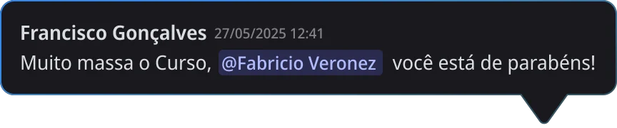 Comentário de aluno na plataforma do DevOps Pro