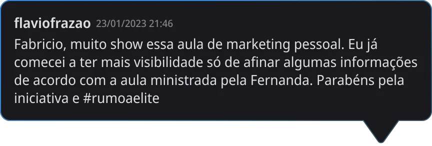 Comentário de aluno na plataforma do DevOps Pro